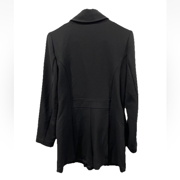 Anthropologie Long-Sleeve V-Neck Blazer Mini Dress Romper In Black Size 2 - Picture 3 of 6